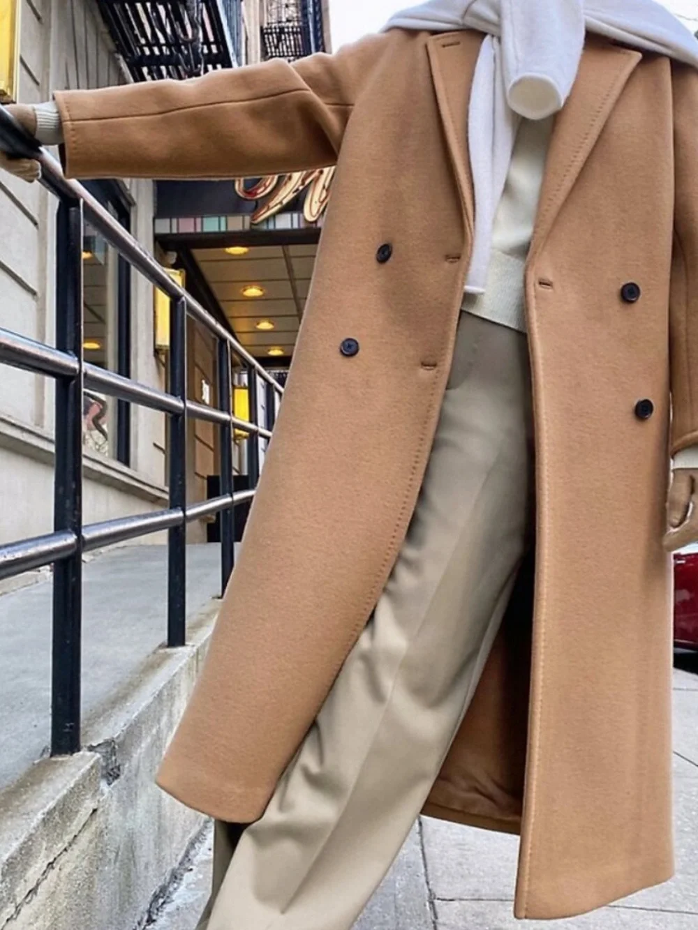 Aritzia babaton atelier slouch camel wool coat size 2 - Picture 4 of 13